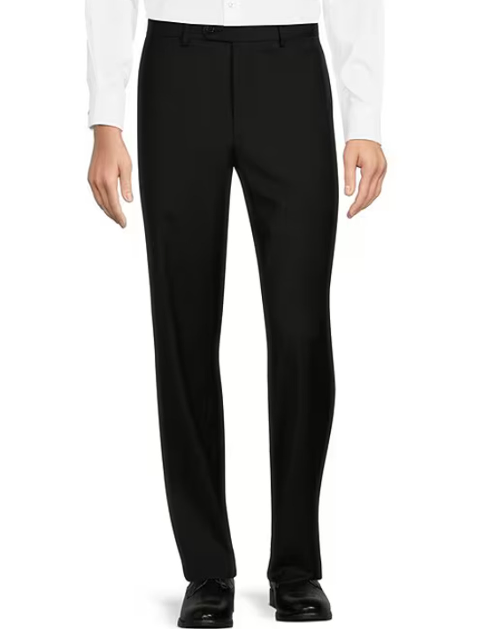 HICKEY FREEMAN Men's Traveler Dress Pants 35R Black Flat Front Wool Trousers NWT